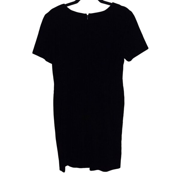 Talbots Vintage Square Neck Short Sleeve Black Velvet Classic Dress Size 8 - Picture 2 of 4